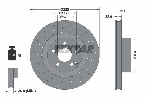 Тормозной диск TEXTAR 98200 0992 0 1 PRO+ DB7X8 92099205 522076