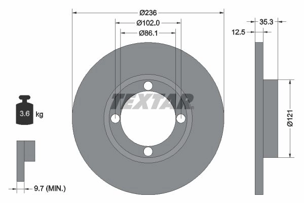 Тормозной диск TEXTAR X3FD7 92100303 98200 1003 0 1 PRO 522102 изображение 0
