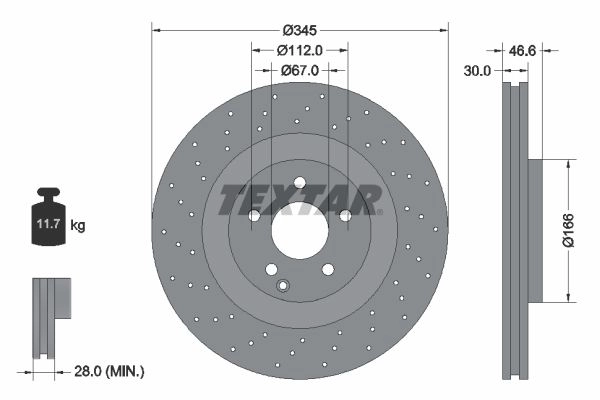 Тормозной диск TEXTAR 98200 1237 0 1 522453 98200 1237 92123703 изображение 0