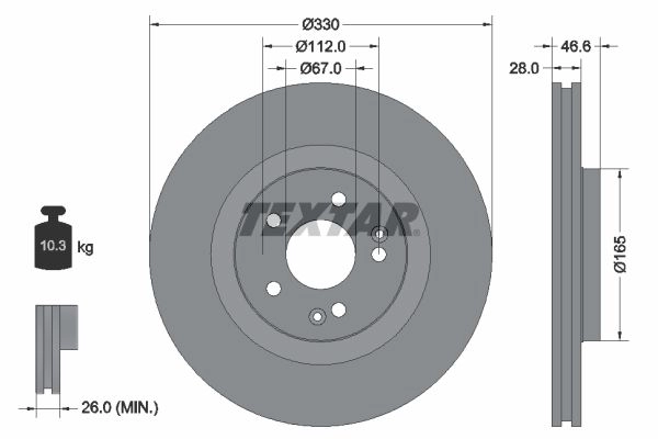 Тормозной диск TEXTAR 522824 98200 1510 0 1 PRO+ 92151005 8KX45JV