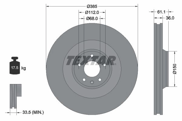 Тормозной диск TEXTAR 98200 1513 0 1 522825 98200 1513 92151303