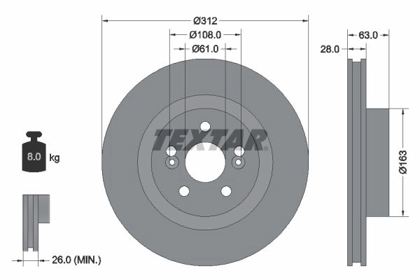 Тормозной диск TEXTAR 1437027340 92167703 4MW WC7 изображение 0