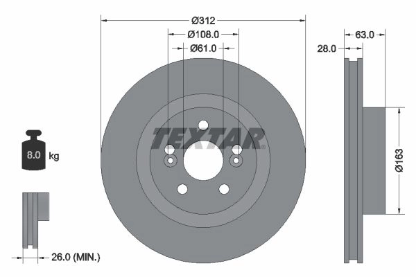 Тормозной диск TEXTAR 1437027340 92167703 4MW WC7