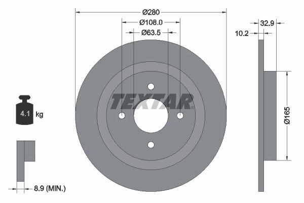 Тормозной диск TEXTAR 98200 1724 523100 98200 1724 0 1 92172403