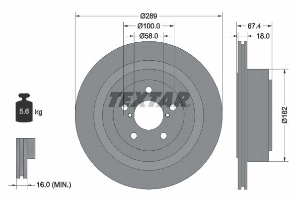 Тормозной диск TEXTAR 92173603 98200 1736 523110 98200 1736 0 1