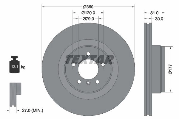 Тормозной диск TEXTAR 523162 98200 1784 0 1 98200 1784 92178403 изображение 0