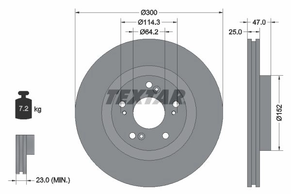 Тормозной диск TEXTAR N47JY 98200 1865 0 1 PRO 523226 92186503