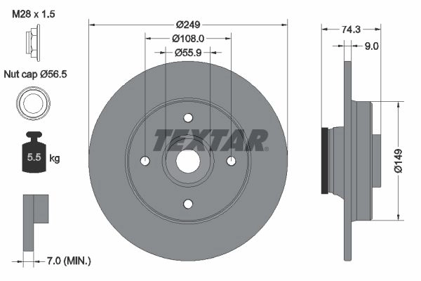 Тормозной диск TEXTAR 92194103 98200 1941 0 1 PRO N6RHGGC 523236 изображение 0