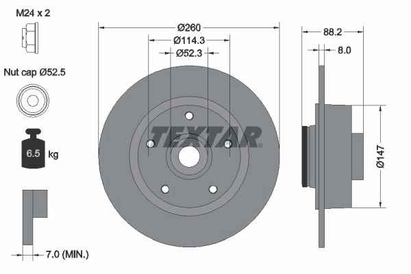 Тормозной диск TEXTAR 523252 TA2MK2 92195903 98200 1959 0 1 PRO