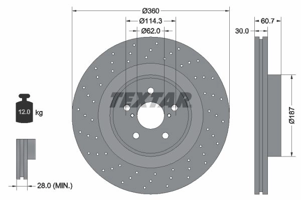 Тормозной диск TEXTAR 523284 98200 1997 98200 1997 0 1 92199703