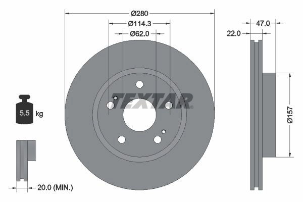 Тормозной диск TEXTAR F57H3 523411 98200 2221 0 1 92222100 изображение 0