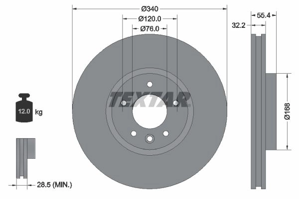 Тормозной диск TEXTAR 92230303 98200 2303 523471 98200 2303 0 1