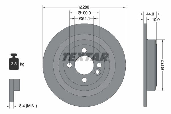 Тормозной диск TEXTAR 92234003 98200 2340 0 1 PRO 5Q2FEF 523494
