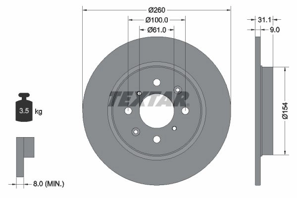 Тормозной диск TEXTAR EPEB3Q 98200 2342 0 1 PRO 92234203 523495