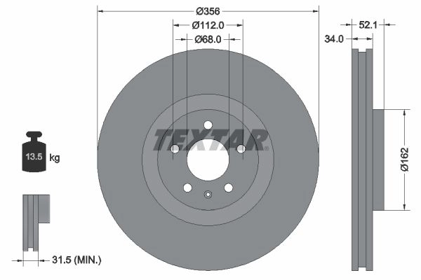 Тормозной диск TEXTAR 98200 2382 0 1 PRO+ NQKKRKC 92238205 523527 изображение 0