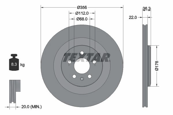 Тормозной диск TEXTAR TH4NXYO 92241803 98200 2418 0 1 PRO 1193592263
