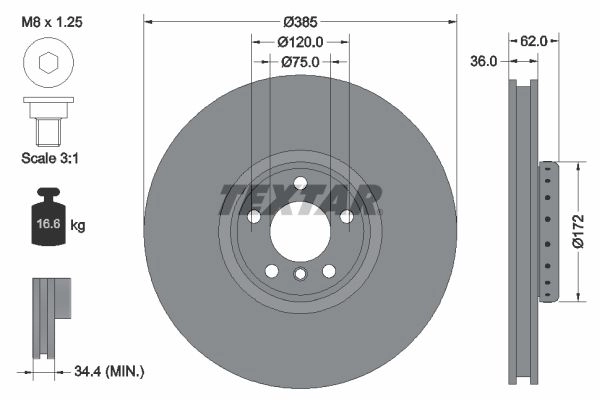 Тормозной диск TEXTAR 98200 2664 98200 2664 0 1 92266425 523656 изображение 0