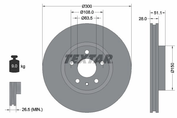 Тормозной диск TEXTAR E D4RFQ 1439998693 92268605 изображение 0