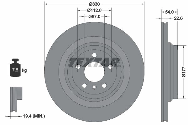 Тормозной диск TEXTAR 92273505 0WD91M 523717 98200 2735 0 1 PRO+