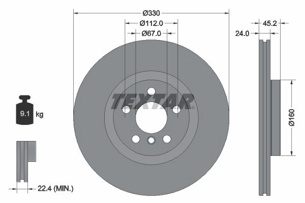 Тормозной диск TEXTAR H2W35 98200 2744 0 1 PRO 92274403 523725 изображение 0