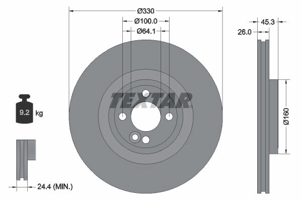 Тормозной диск TEXTAR 523734 98200 2754 0 1 PRO G74RY7 92275403