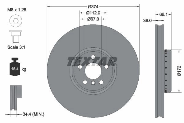 Тормозной диск TEXTAR YPG1PT 98200 2903 0 1 PRO+ 1193592595 92290325 изображение 0