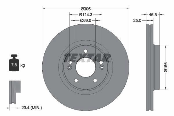 Тормозной диск TEXTAR 1439998738 EP G6FF4 92292205