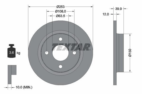 Тормозной диск TEXTAR VX1RK5L 98200 2928 0 1 PRO 1424235784 92292803