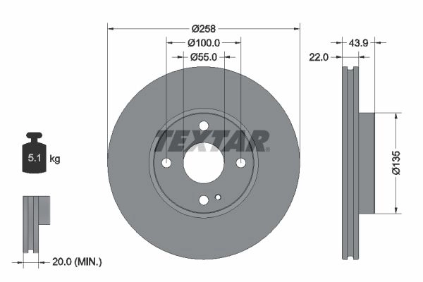 Тормозной диск TEXTAR 6ZV 9E 92300903 1437027348 изображение 0