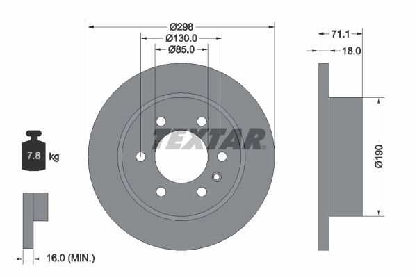Тормозной диск TEXTAR 1437027556 3J 30J 92301103 изображение 0