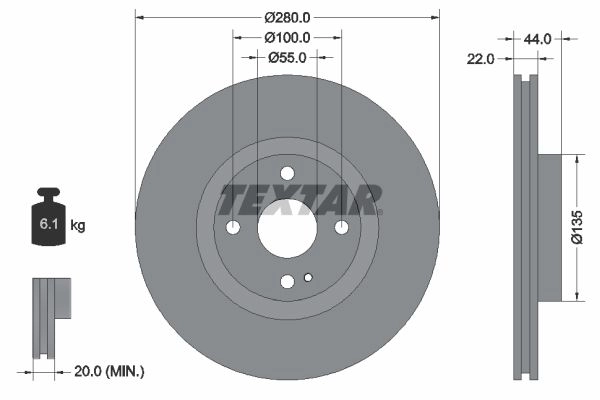 Тормозной диск TEXTAR 92301503 N6 WT7P9 1437027350