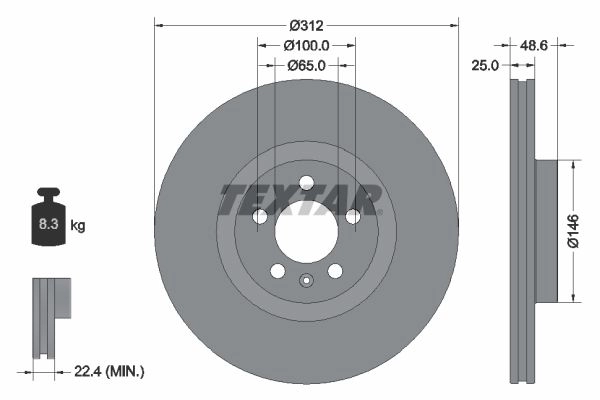 Тормозной диск TEXTAR 92303303 1437027354 J29YS6 S изображение 0
