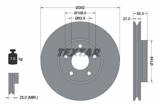 Тормозной диск TEXTAR 1437027399 C5 JDK 92303405 изображение 0