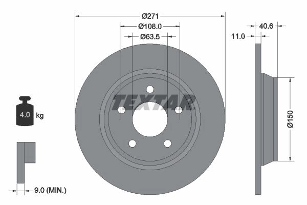 Тормозной диск TEXTAR 1437027561 92303503 D UQM9 изображение 0