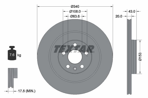 Тормозной диск TEXTAR 1437027604 LS 1T6DF 92304503 изображение 0