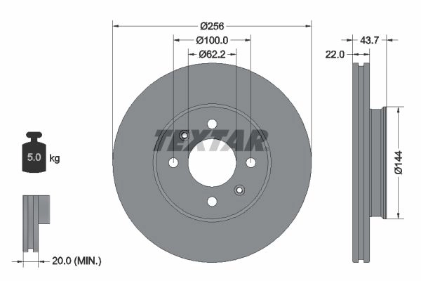 Тормозной диск TEXTAR 1436757179 92304603 I82 76 изображение 0