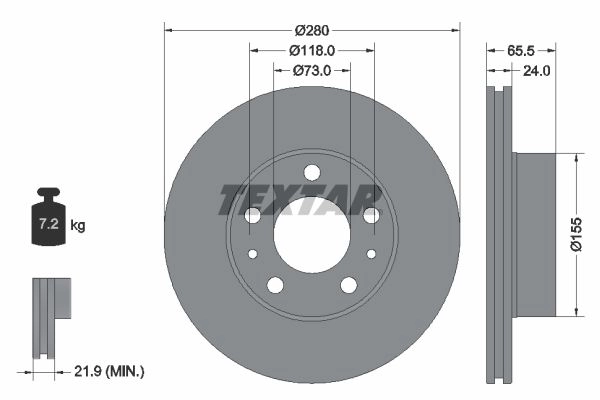 Тормозной диск TEXTAR 92305203 61ES1 C 1437027358 изображение 0