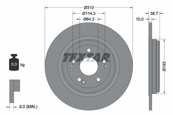 Тормозной диск TEXTAR 92306103 EHI08V 1 1437027567 изображение 0