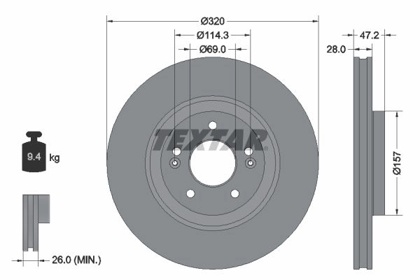 Тормозной диск TEXTAR 92306303 1437027361 EPR 5I изображение 0