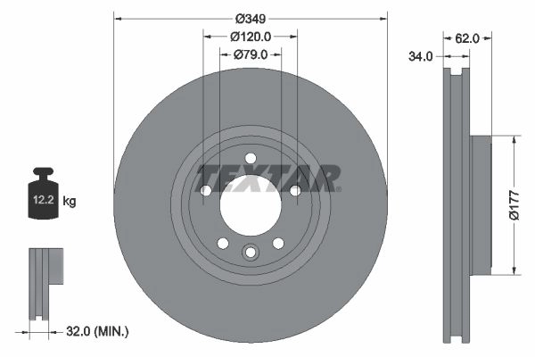 Тормозной диск TEXTAR S4V M8E 1437027410 92307605