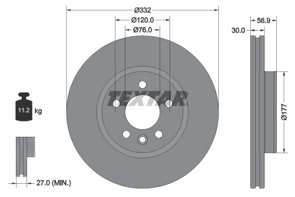 Тормозной диск TEXTAR 1437027411 I9RN Q 92307705 изображение 0