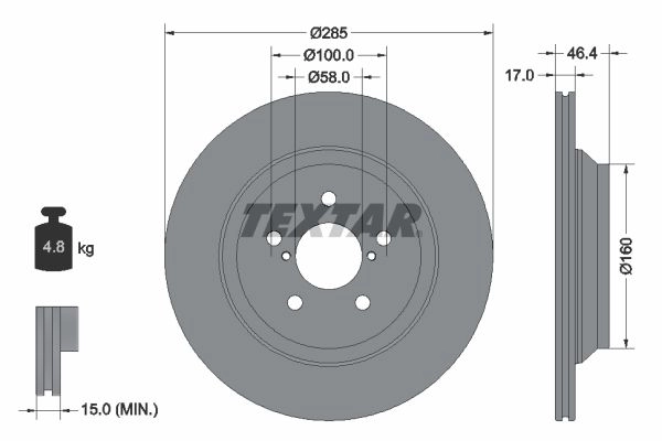 Тормозной диск TEXTAR I 2385A 92309303 1437027608 изображение 0