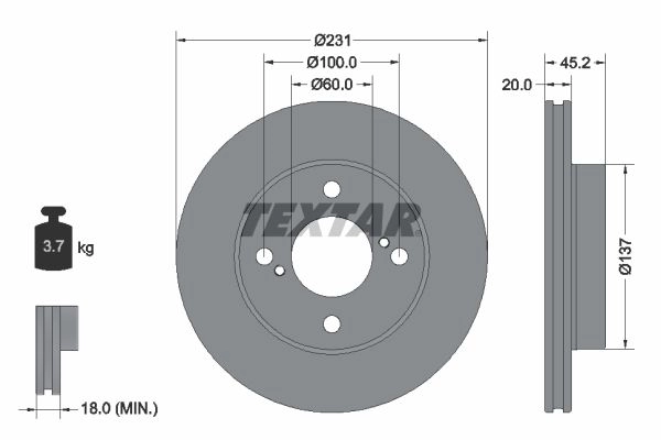 Тормозной диск TEXTAR 1437027364 92309403 7JCPL B изображение 0