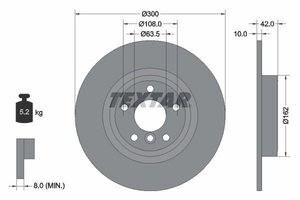 Тормозной диск TEXTAR 92309505 1437027590 T3R LG изображение 0