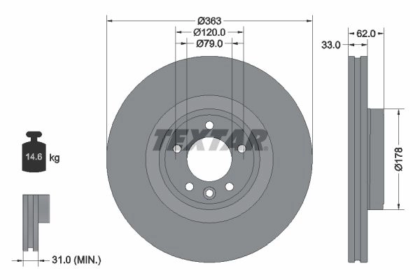 Тормозной диск TEXTAR T 6TJ9F 1437027425 92313505 изображение 0