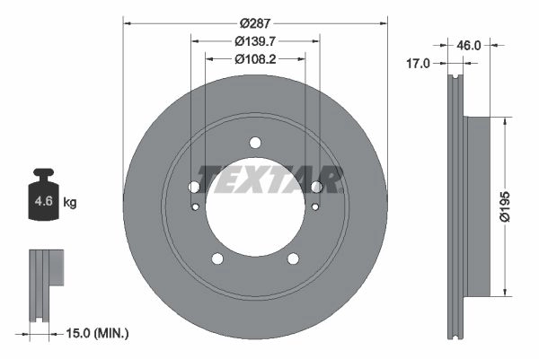 Тормозной диск TEXTAR 9KTI B 1437027369 92314103 изображение 0