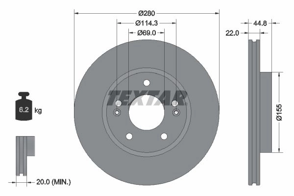 Тормозной диск TEXTAR 1437027370 IPZ2S H 92314703 изображение 0