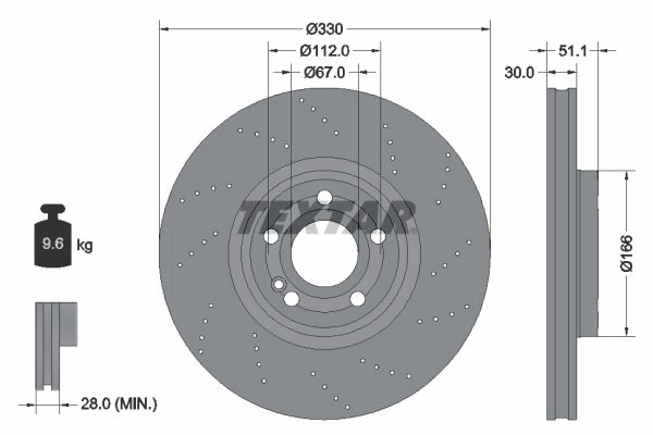Тормозной диск TEXTAR 1439998815 92316605 DB A6LT изображение 0
