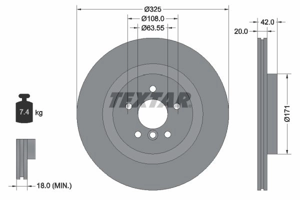 Тормозной диск TEXTAR 736W U 92318105 1437027632 изображение 0
