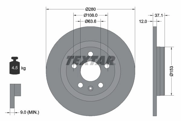 Тормозной диск TEXTAR 1437842114 QXXB M7 92323803 изображение 0